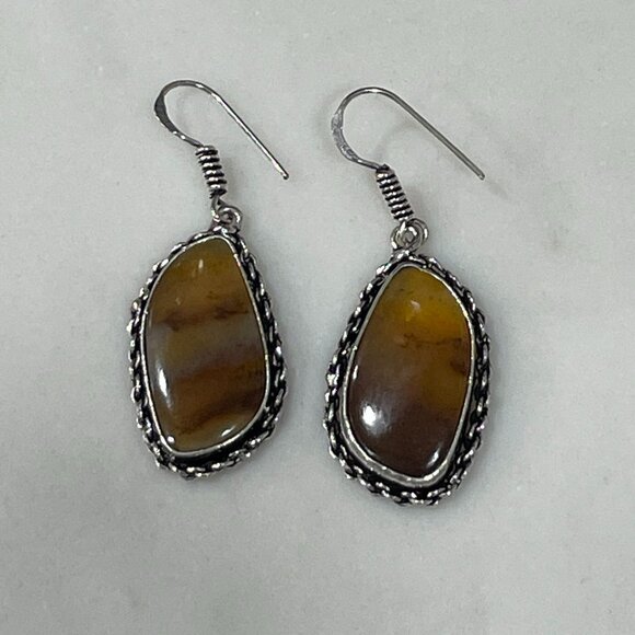 vintage Jewelry - Vintage brown stone Native American style earrings Sterling
